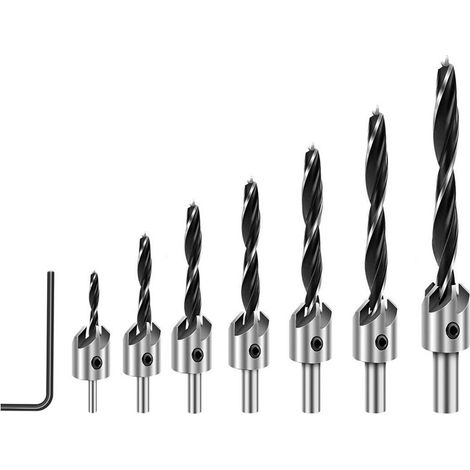 7 mèches trois pointes 3-10 mm – Foret à bois avec guide d’avance – Perçage précis pour paumelles et serrures (1/5)
