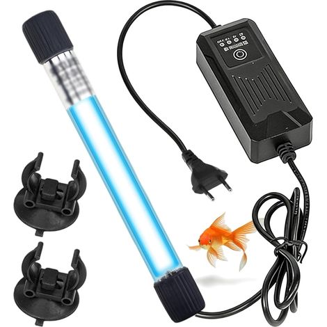 Lampe stérilisateur UV 9 W pour aquarium : clarificateur d'eau avec minuterie, stérilisateur UV pour aquarium, bassin de jardin, lampe UV contrôlée par minuterie (1/5)