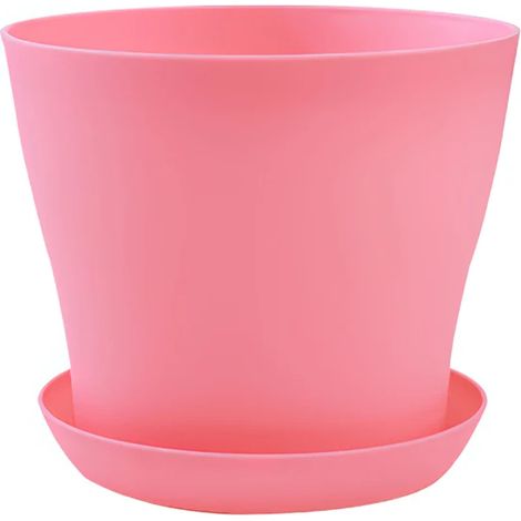 Pots de fleurs en plastique (rose, 10 cm) pour balcon, plantes grasses et bonsaï d'intérieur, multicolores, avec soucoupe. (1/4)