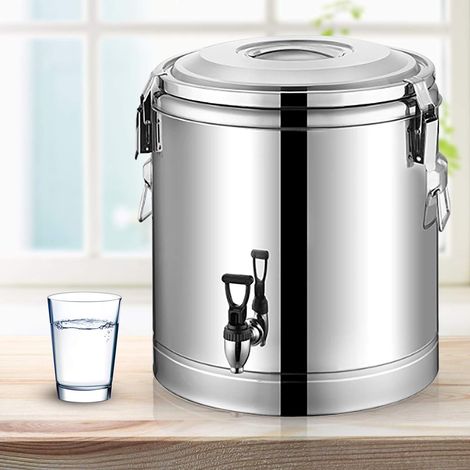 Edelstahl Wasserkanister Thermobehälter 40L - Isolierter Transportbehälter mit Hahn, 201 Edelstahl, Polierte Oberfläche - Ideal für Suppen, Eintöpfe, Tee und heiße Getränke