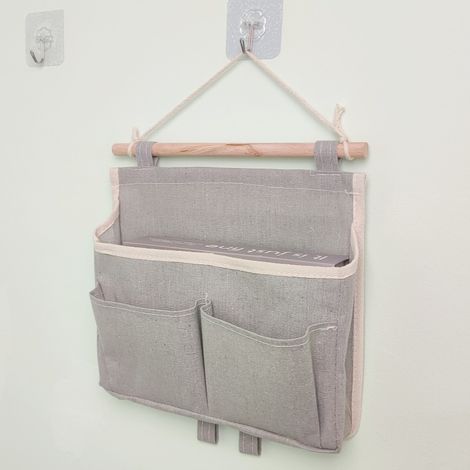 Sac Rangement Mural Gris Tissu Lin, Salon chambre (1/5)