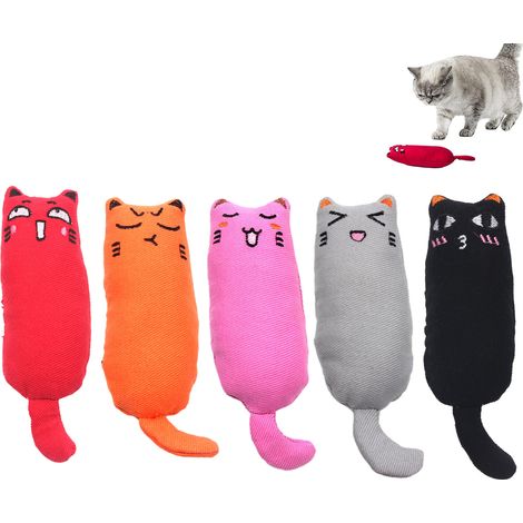 5 pièces jouet à l'herbe à chat, souris remplies d'herbe à chat, 15 cm, peluche multicolore, pour jeu intérieur/extérieur (1/5)