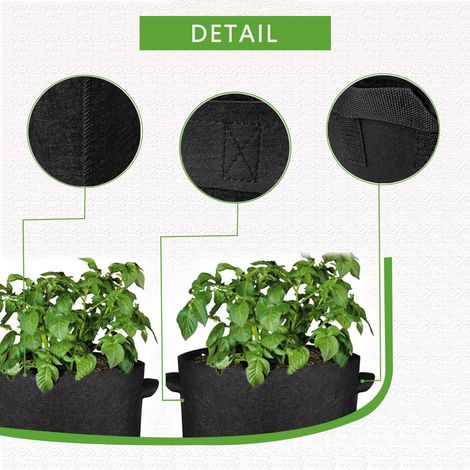 Paquet de 5 sacs de culture de plantes 5 gallons en tissu non tissé respirant jardin pommes de terre champignons pots pliables jardinières pour plantes d'extérieur avec poignée portable