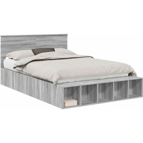 Maison Exclusive - Struttura del letto con lo scaffale Grigio Sonoma 140 x 190 cm