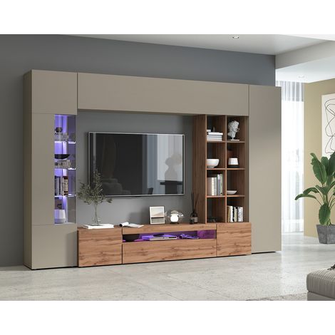 Banc TV moderne taupe/chêne wotan Keops (1/5)