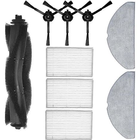 pièces de rechange pour aspirateur robot iLife V20 : brosse principale, filtre HEPA, brosse latérale et chiffon de nettoyage. (1/5)