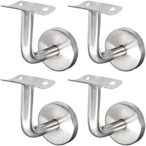 Support de main courante en inox 304 – Lot de 4 supports muraux pour rampes bois – Installation rapide avec vis intégrées – Argent (1/4)