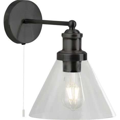 Searchlight Pyramid Applique murale noir mat, abat-jour en verre transparent (1/5)