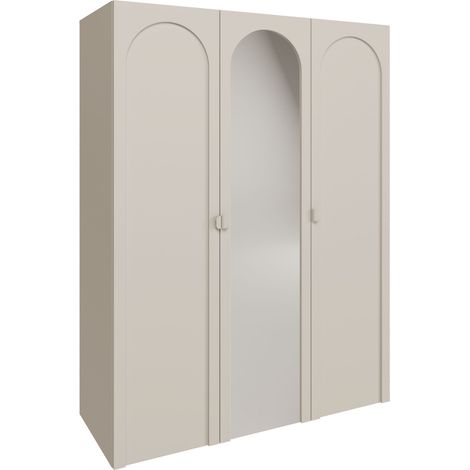 Selsey Arkadia – Kleiderschrank mit Spiegel und 3 Türen mit Bogenausschnitt, Kaschmirgrau, 150 cm
