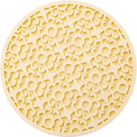 Posavasos redondos de silicona con estampado de asfalto,aislantes térmicos,suaves y autoadhesivos,10 cm,color amarillo leche,10 unidades (1/2)