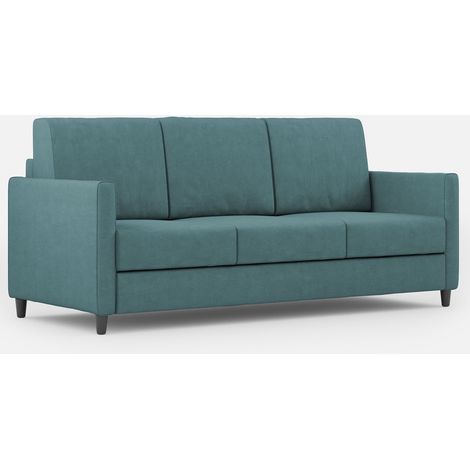 Canapé droit moderne italien tissu bleu pétrole Korane - 3 tailles-Taille 198 cm (1/5)