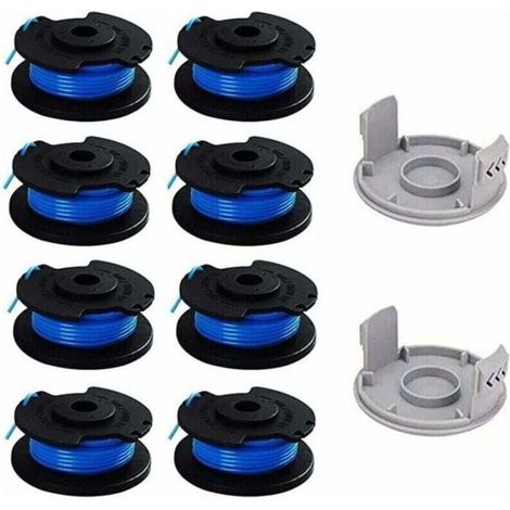 Paquet de 10 bobines de rechange pour tondeuse à pouce Ryobi, XU, Compatibles avec Ryobi One + AC14RL3A, Tondeuse sans fil, 8 bobines + 2 capuchons de coupe - KZQ (1/4)