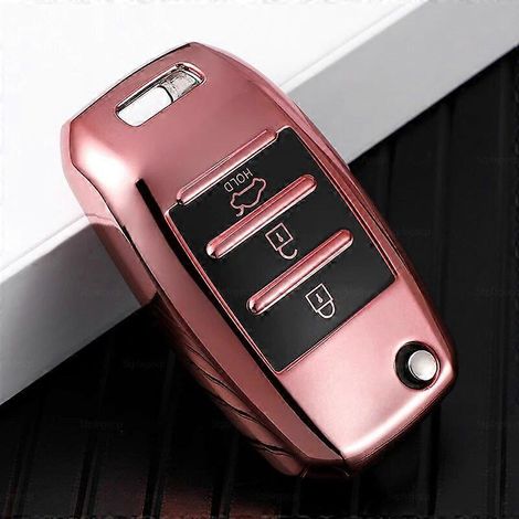 Hochwertige TPU-Schlüsselhülle für Kia Rio 3 K2 Ceed Cerato K3 Sportage 4 Picanto K5 Optima Sorento Forte Stinger (2017–2018) – Pink