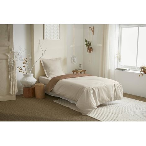 Parure de couette 2 Pièces réversible "Duo Premium" 140 x 200 cm Sable/Taupe -  - (1/2)