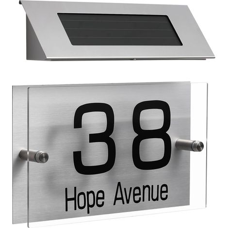 Panneau lumineux solaire LED pour porte, 18 bicolores, applique murale extérieure numéro de maison, (1/5)