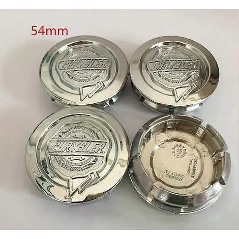 Lot de 4 enjoliveurs de roue Chrysler 300c (54 mm et 64 mm) avec emblème et autocollant. Accessoires de style automobile. Couleur : argenté (54 mm). (1/4)