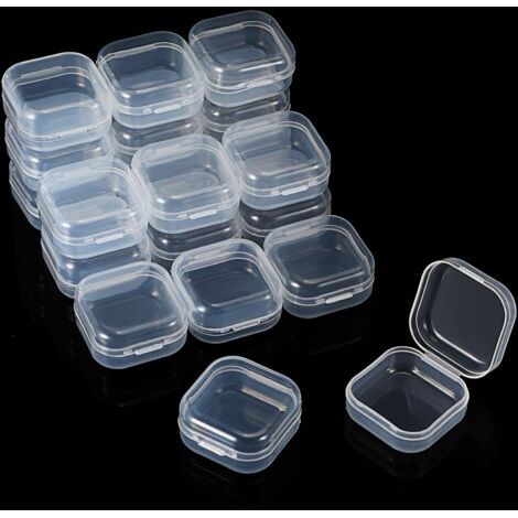 36 Pièces Rectangle Récipients en plastique transparent Boîte de perles transparente Boîte de rangement de bijoux avec couvercle à charnière pour petits objets Bijoux en perles (1,3 x 1,3 x 0,7 pouce)