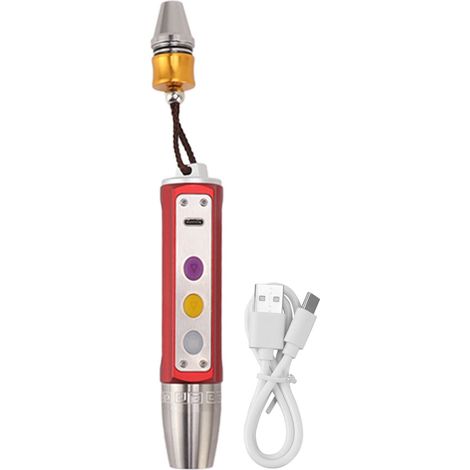 Lampe torche LED d'identification de jade, 3 sources lumineuses à intensité variable, lampe d'évaluation de bijoux, rouge (1/4)