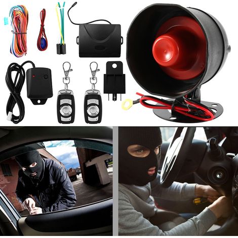 Système d'alarme universel 12V voiture, bouton poussoir démarrage arrêt moteur, protection antivol, verrouillage sécurité auto (1/5)