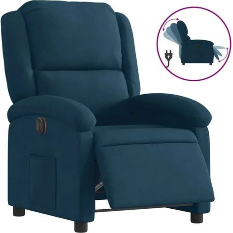 Fauteuil inclinable électrique, velours bleu (1/5)