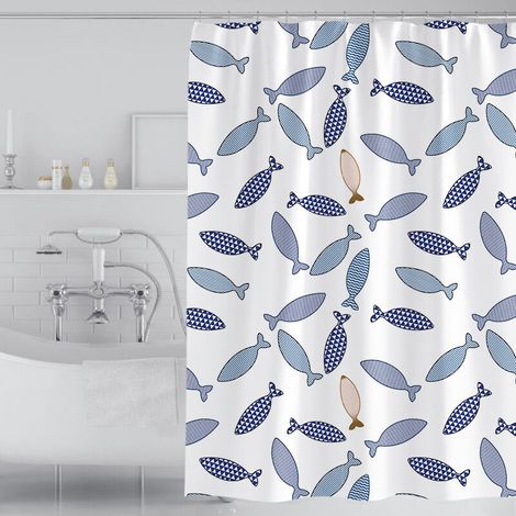 180 x 200cm Rideau de Douche Séchage Rapide avec 12 Crochets(11), Rideau de Douche Tissu Polyester Imperméable Lavable en Machine, Rideaux Salle de Bain (1/5)
