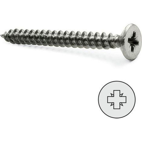 tornillo rosca madera cabeza plana pozidriv inoxidable din 7505-a largo 50nm diámetro 4.5mm (caja 200)