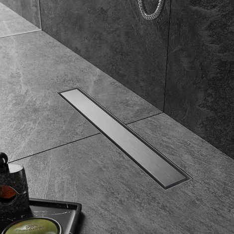 SIRHONA Caniveau Douche Italienne 50cm à carreler, Siphon de Sol Douche Modèle 2 en 1, Acier Inoxydable