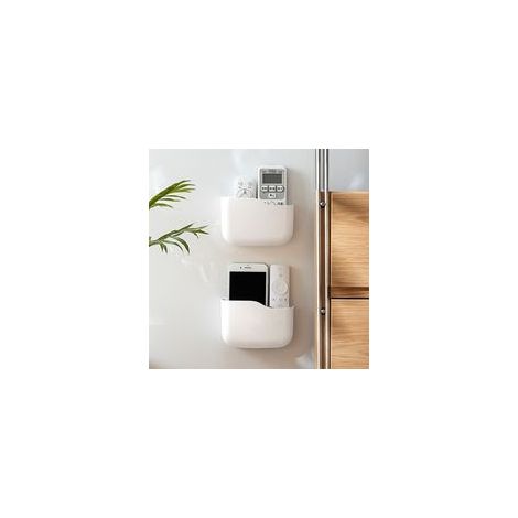 BRAVIX 2 PCS Support Telecommande Mural Adhesif en PS Boite Rangement Telecommande Mural Porte Telecommande Mural avec 2 Colle Arrière pour Écoles Hôpitaux Hôtels Restaurants