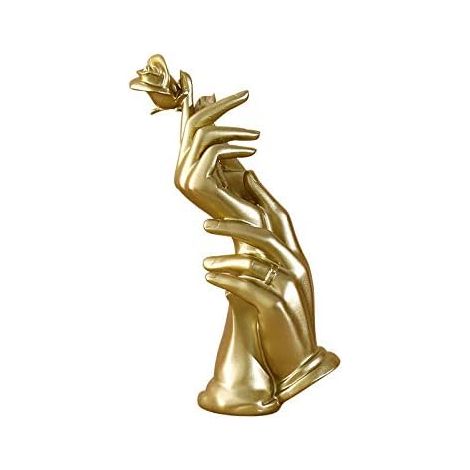 Sculpture décorative en résine pour la maison, figurine représentant une main dans la main, ornement cadeau pour un mariage, pour les couples amoureux (doré) (1/5)