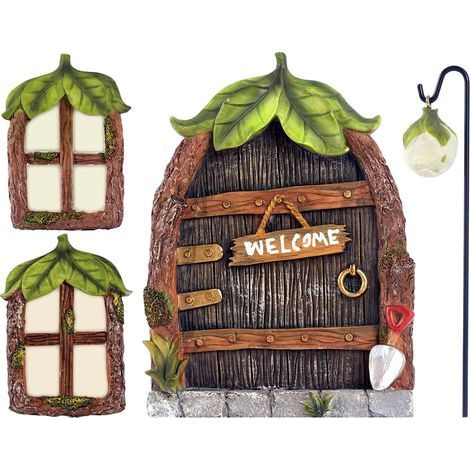 Fées Porte De Jardin Porte Miniature Pour Arbres Accessoires Maison Arbre Décoration Portes De Fées (Feuilles) (1/5)