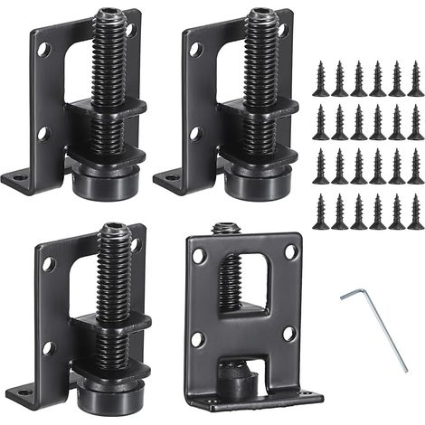 Set mit 4 robusten, verstellbaren L-förmigen Nivellierfüßen für Arbeitsplatten, Schränke und Kleiderschränke, 5,6 cm hoch, schwarz