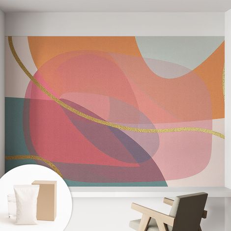 Carta Da Parati - Mural - Con Sala Da Pranzo - Camera Da Letto - Cameretta - Con Colla Gratuita Forme multicolori 152x104 cm (1/5)