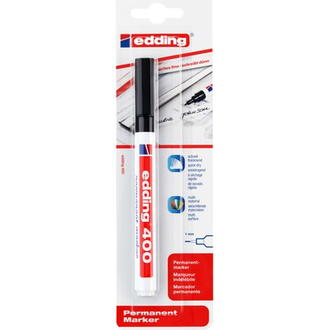 Marqueur Permanent Fin Tous Support Blister De 1 Noir - Edding (1/5)