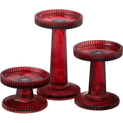 Lot de 3 Chandeliers en Verre "Nelly" 16cm Rouge (1/5)