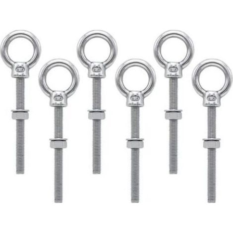 Anelli ad occhiello in acciaio inox con filettatura metrica M6 per fissaggio e sospensione, 6 pezzi (1/3)