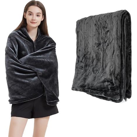Coperta riscaldante USB, scialle coperta riscaldante, coperta riscaldante elettrica in flanella 160 x 80 cm, 3 livelli di riscaldamento, lavabile in lavatrice, per casa ufficio campeggio (1/5)
