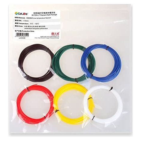 COLIDO 3D-PEN Low Temperature Filamento 1,75 PLA Blanco/Rojo/Azul/Verde/Amarillo/Negro  (20 unid. x (1/3)