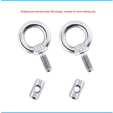 6 pièces boulon à œil d'épaule, boulons à œil en acier inoxydable 304 boulon à œil en acier inoxydable robuste garde-corps d'auvent anneau de suspension fixe anneau de rail coulissant rond (1/4)