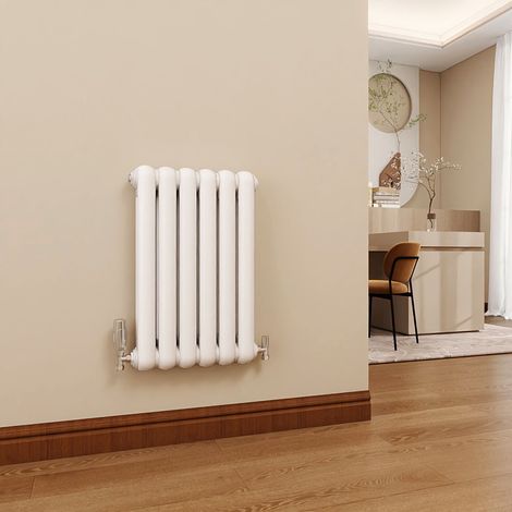SKY Bathroom Modern Horizontal designer Curved Panel 2 Column Radiator White 600x384mm (1/5)