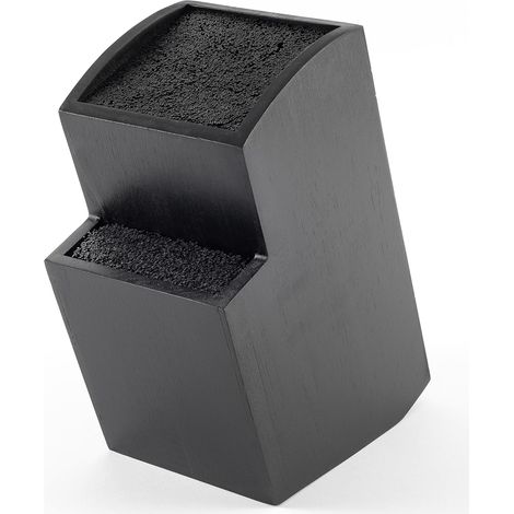 Bloc à couteaux - Porte-couteaux sans couteau - Planche à couteaux en bois (bambou noir, carré, incliné) (1/5)