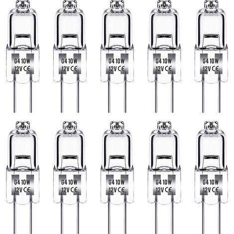 Ampoule halogène G4 10W 12V – Blanc chaud 3000K 150LM – Intensité variable – Lot de 10 ampoules – Angle de faisceau 360° (1/5)