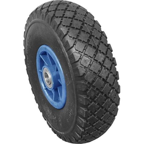 WURKO rueda carro almacen neumatica ll/pvc , Rueda de carro de almacén neumática. - Cojinete metálico con rodamientos., eje de 20mm Llanta de PVC - Color eje central azul y rue