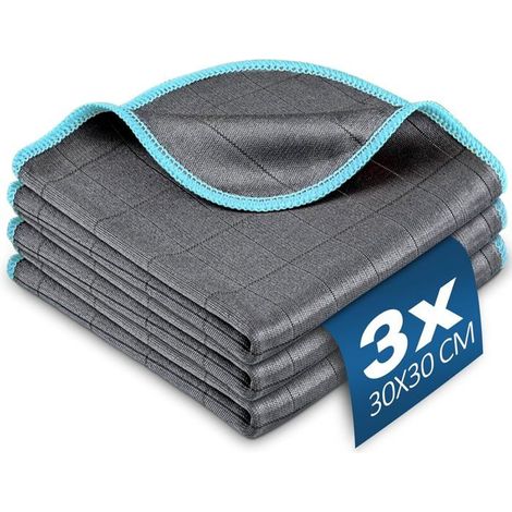 Trois chiffons magiques en microfibre de carbone pour nettoyer une variété d'articles, réutilisables et lavables (1/5)