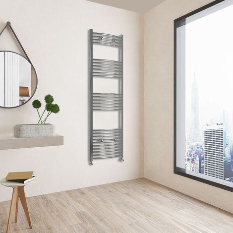 Acezanble 1600x500mm(HxW) Chrome Curved Heated Towel Track Heated Towel Radiator