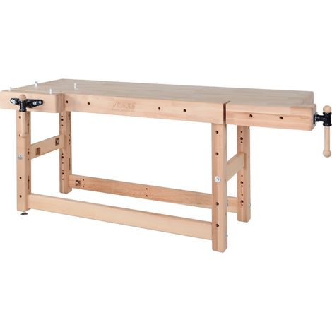 AUTRES Plateau d’établi PLUS I - hêtre massif 2150 x 790 x 120 mm - 1 presse + 1 presse frontale - perçage 19 mm