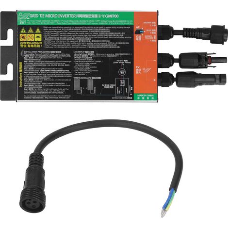 Micro-onduleur solaire 700W, onduleur réseau MPPT, onde sinusoïdale pure AC 120V, pour contrôle et optimisation énergétique. (1/5)