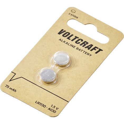 VOLTCRAFT Knopfzelle LR1130 1.5 V 2 St. 75 mAh Alkali-Mangan AG10