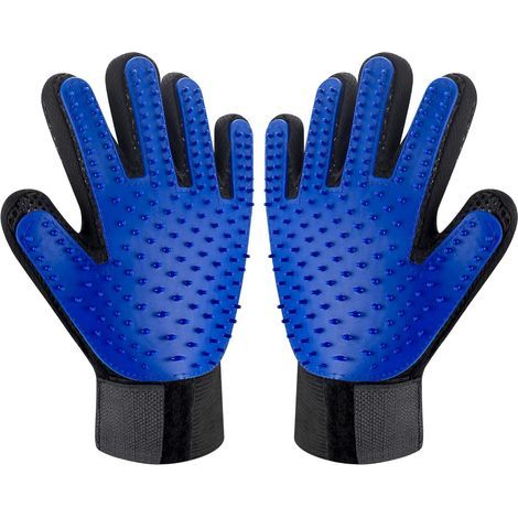 1 Pair/2 Pieces Dog Cat Grooming Gloves, Pet Massage Brush Glove, Pet Hair Removal Gloves Dogs Rabbits - Blue