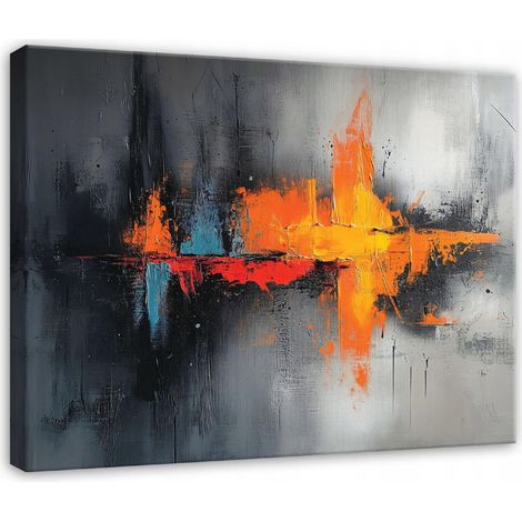 Peinture abstraite gris noir pour chambre salon cuisine sur toile 120x80 (1/3)