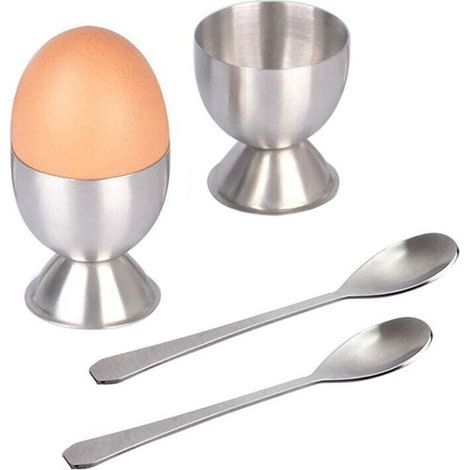 Set of Stainless Steel Egg Openers, Egg Cutter, Egg Shell Opener, Egg Opener, Soft-Boiled Egg Cutter, Kitchen Tool, for Opening Raw and Cooked Egg Shells (13.7cm x 3.8cm) (1/4)
